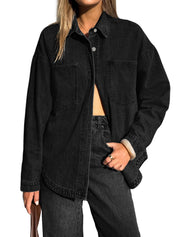 EMMIOL Women Denim Shirts Oversized Long Sleeve Button Down Blouse Distressed Jean Jacket Fall Outfits 2026