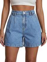 High Waisted Wide Leg Denim Shorts