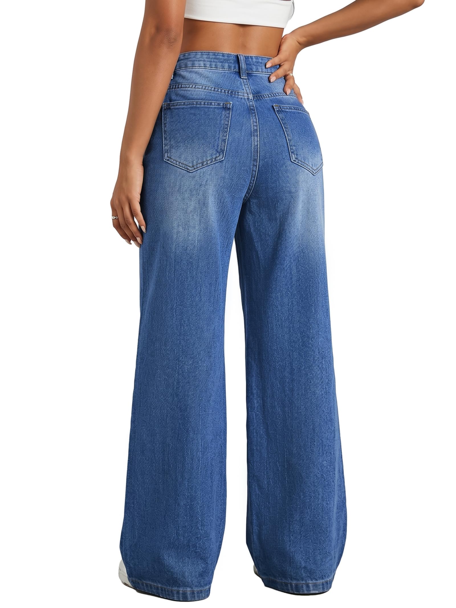 EMMIOL Women Baggy Jeans High Waist Boyfriend Streetwear Vintage Jeans Wide Leg Denim Pants