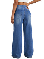 EMMIOL Women Baggy Jeans High Waist Boyfriend Streetwear Vintage Jeans Wide Leg Denim Pants