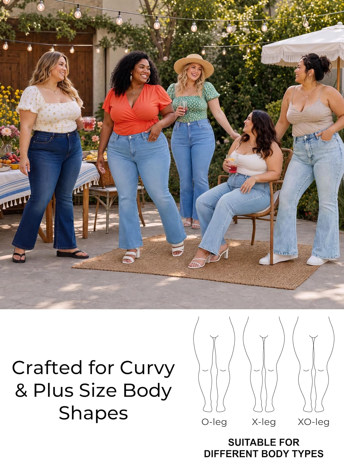 EMMIOL Flare Jeans for Women High Waisted Women's Stretch Bootcut Jeans | Plus Size Bell Bottom Denim Pants with Pockets,Y2K Look,Ripped Design