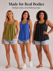 Solid Color Pleated Tank Top