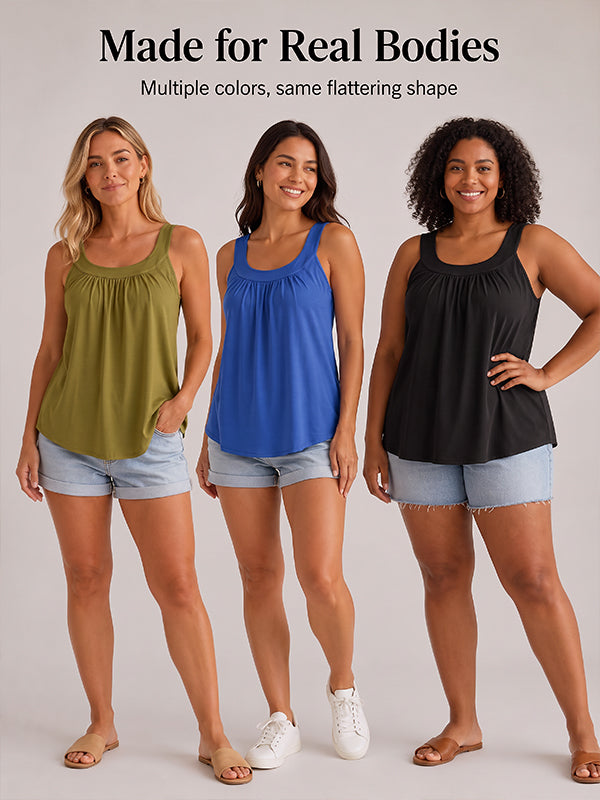 Solid Color Pleated Tank Top