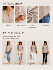 Plus Size Ruffle Sleeve V-Neck Top