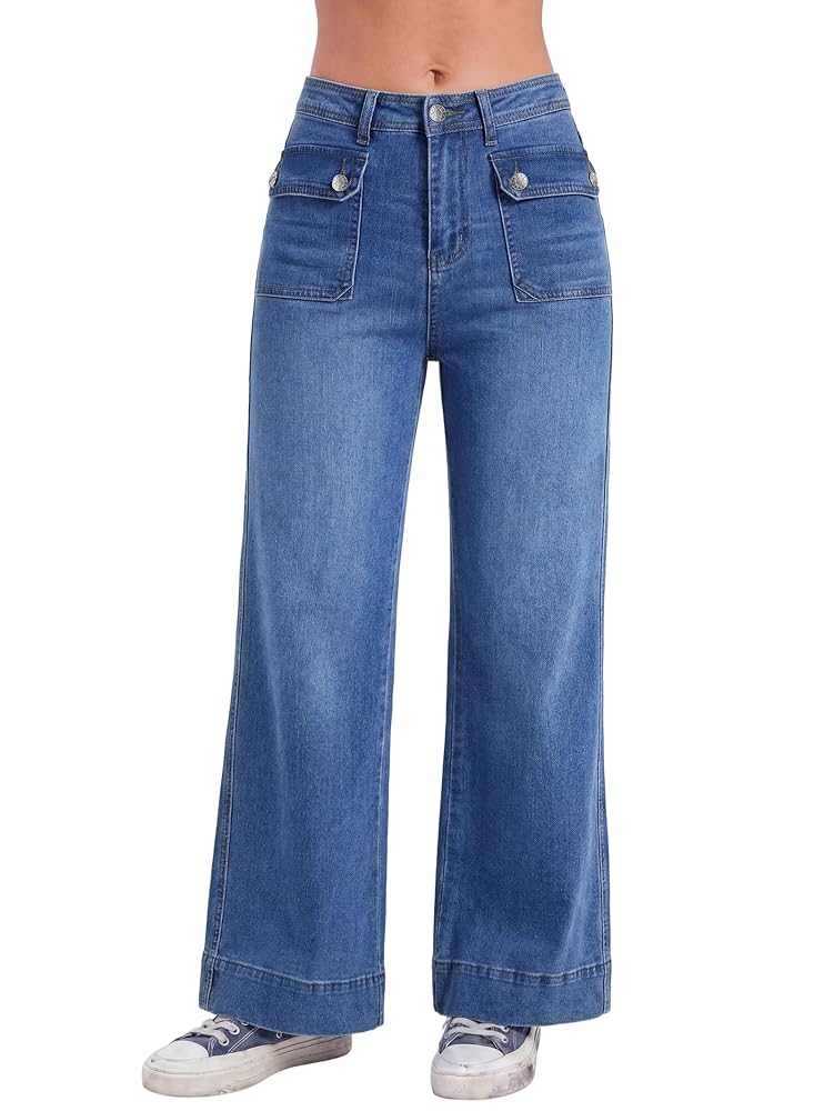High Waist Stretchy Baggy Wide Leg Denim Pants