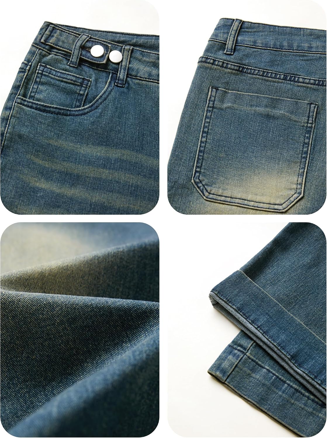 EMMIOL Women's Wide Leg Jeans Baggy Jeans High Waist Stretch Boyfriend Denim Pants Vintage Trousers with Pocket