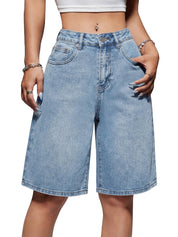 EMMIOL Women Jorts Wide Leg Jeans High Waisted Denim Bermuda Shorts | Knee Length,Casual Daily Wear,Trendy Outfits Summer Hot Short Pants 90S Streetwear with Pocket