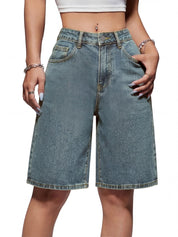 EMMIOL Women Jorts Wide Leg Jeans High Waisted Denim Bermuda Shorts | Knee Length,Casual Daily Wear,Trendy Outfits Summer Hot Short Pants 90S Streetwear with Pocket