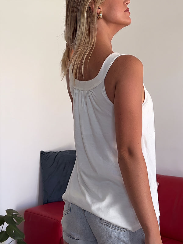 Solid Color Pleated Tank Top