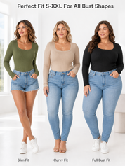 Square Neck Long Sleeve with Built-in Bra