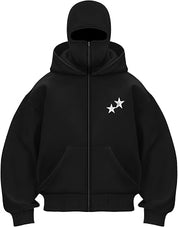 Y2K Full Zip Balaclava Oversized Hoodie Sweatshirt