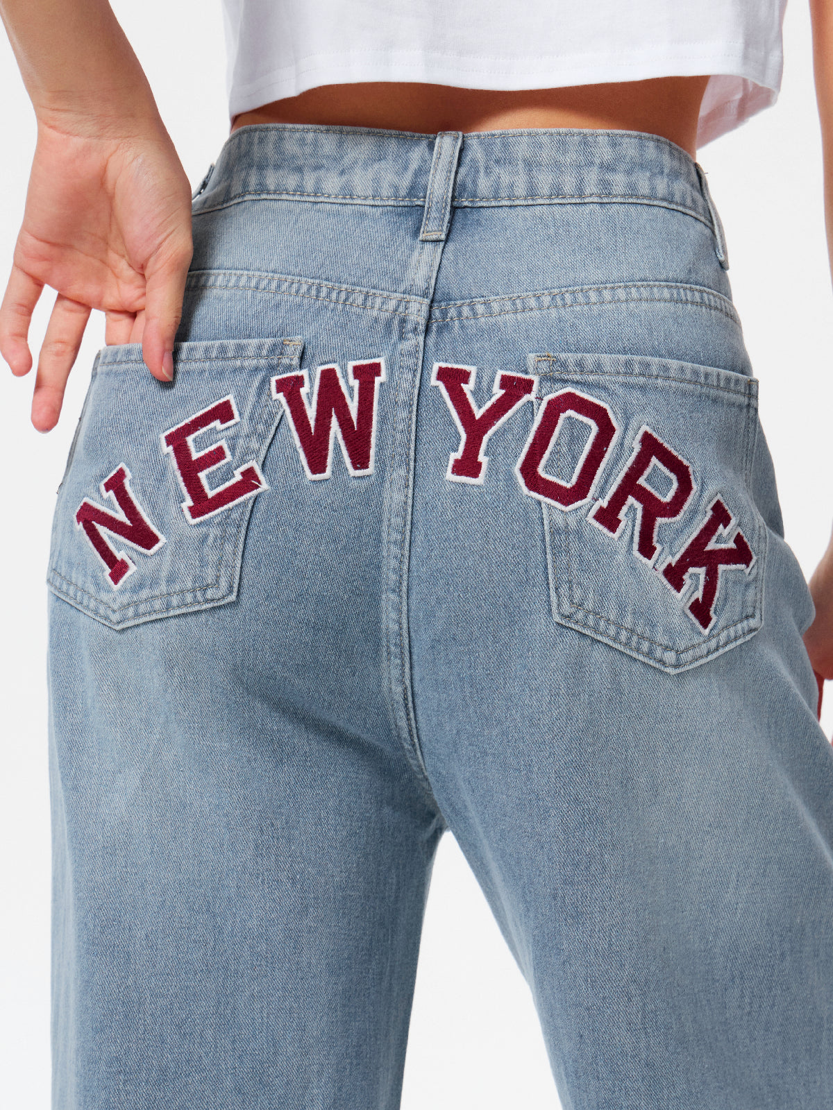 Back Embroidered Baggy Boyfriend Jeans