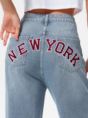 Back Embroidered Baggy Boyfriend Jeans