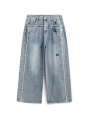Men's Faded Patchwork Distressed Loose Jeans
