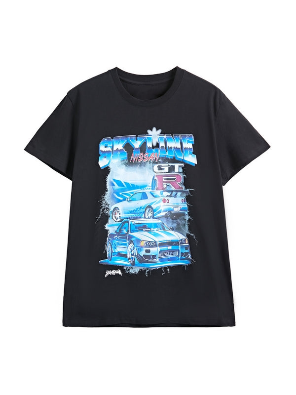 Men's Sports Car Print Washed Tee