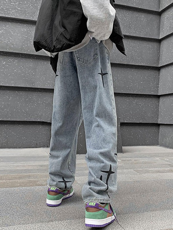 Men's Star Patch Print Jeans