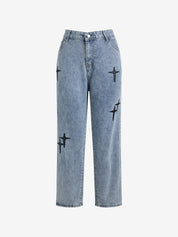 Men's Star Patch Print Jeans