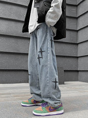 Men's Star Patch Print Jeans