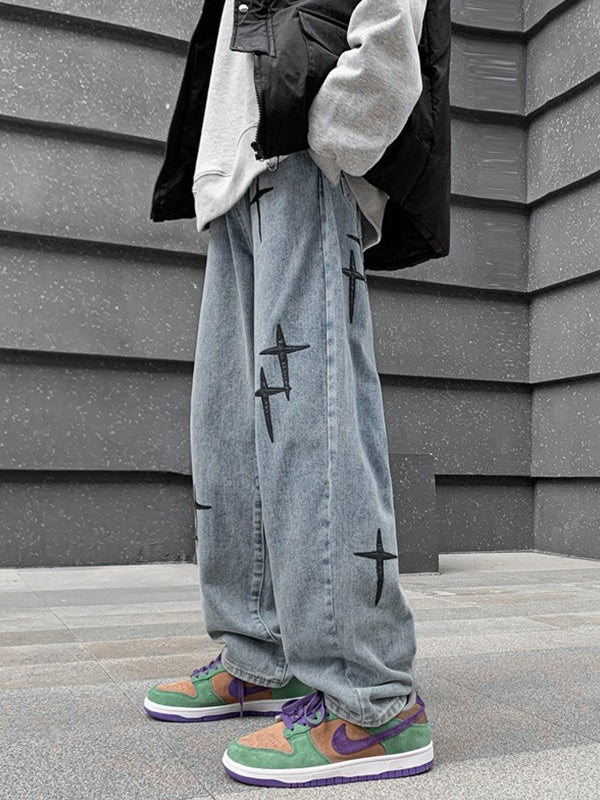 Men's Star Patch Print Jeans