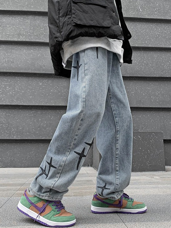 Men's Star Patch Print Jeans
