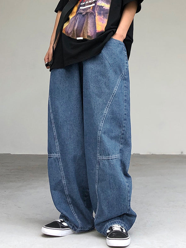 Men's Dark Patchwork Loose Jeans