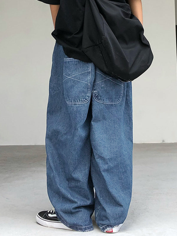 Men's Dark Patchwork Loose Jeans