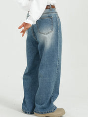 Men's Grind White Design Loose Jean