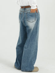 Men's Grind White Design Loose Jean