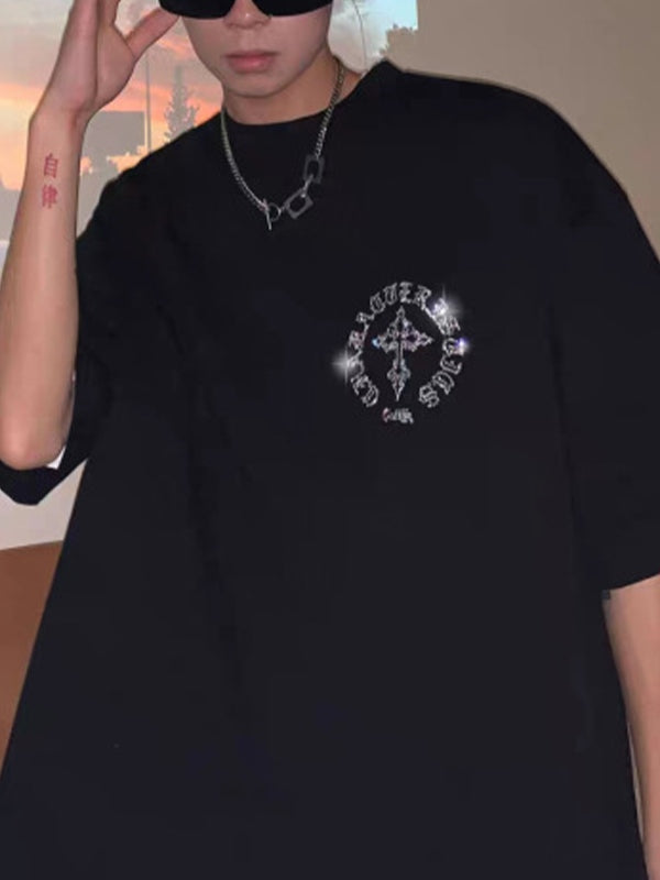 Men's Cross Rhinestone Short Sleeve Tee