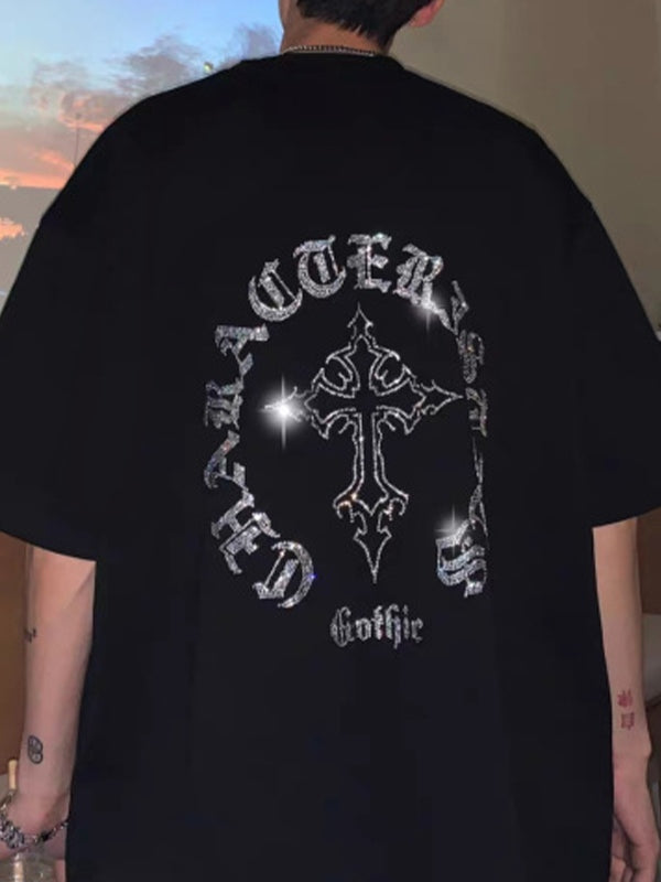 Men's Cross Rhinestone Short Sleeve Tee