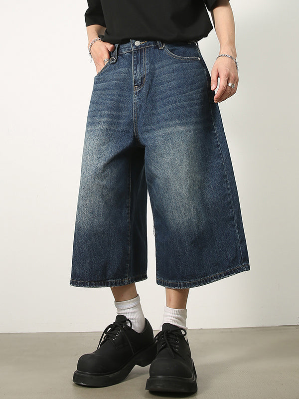 Men's Oversized Cropped Distressed Jean