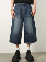 Men's Oversized Cropped Distressed Jean