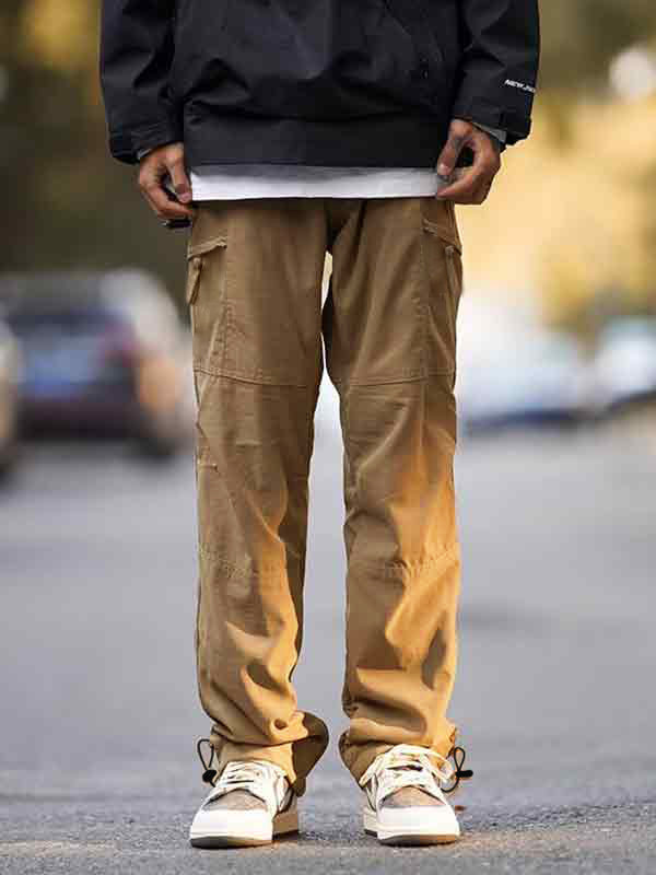 Men's Zip Up Pocket Quick Dry Wide Leg Pants