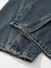 Men's Washed Patchwork Loose Jeans
