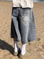 Men's Vintage Graffiti Print Shorts