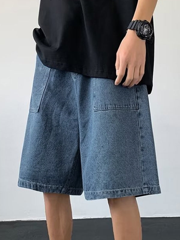 Men's Denim Big Pocket Loose Shorts