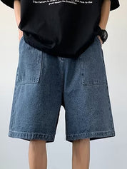 Men's Denim Big Pocket Loose Shorts