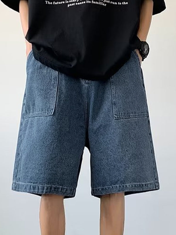 Men's Denim Big Pocket Loose Shorts