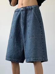Men's Denim Big Pocket Loose Shorts