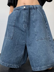 Men's Denim Big Pocket Loose Shorts