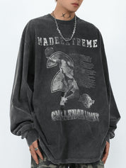 Men's Distressed Print Long Sleeve Tee