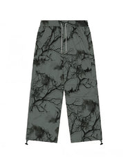 Men's Branch Graffiti Print Bound Feet Wide Leg Pants