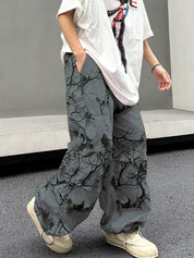 Men's Branch Graffiti Print Bound Feet Wide Leg Pants
