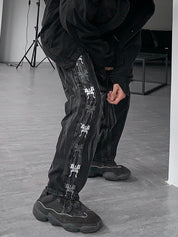 Men's Vintage Ombre Butterfly Print Straight Leg Jeans