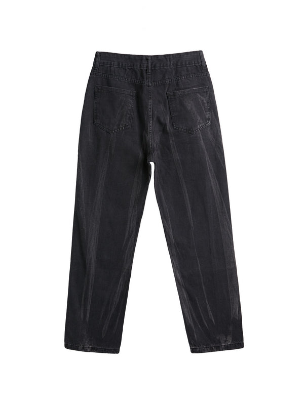 Men's Vintage Ombre Butterfly Print Straight Leg Jeans