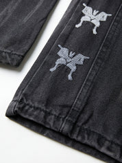 Men's Vintage Ombre Butterfly Print Straight Leg Jeans