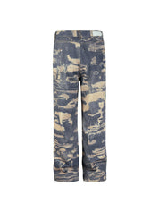 Men's Distressed Ripped Pattern Print Loose Jeans