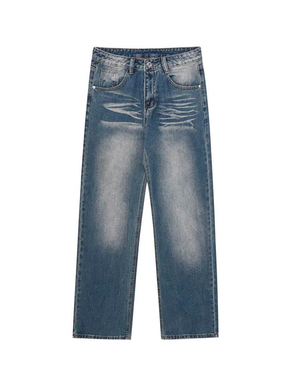 Men's Washed Mopping Loose Jeans