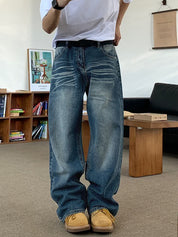 Men's Washed Mopping Loose Jeans