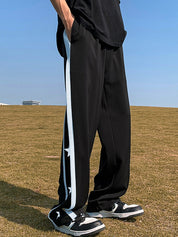 Men's Star Print Piping Detail Sweatpants